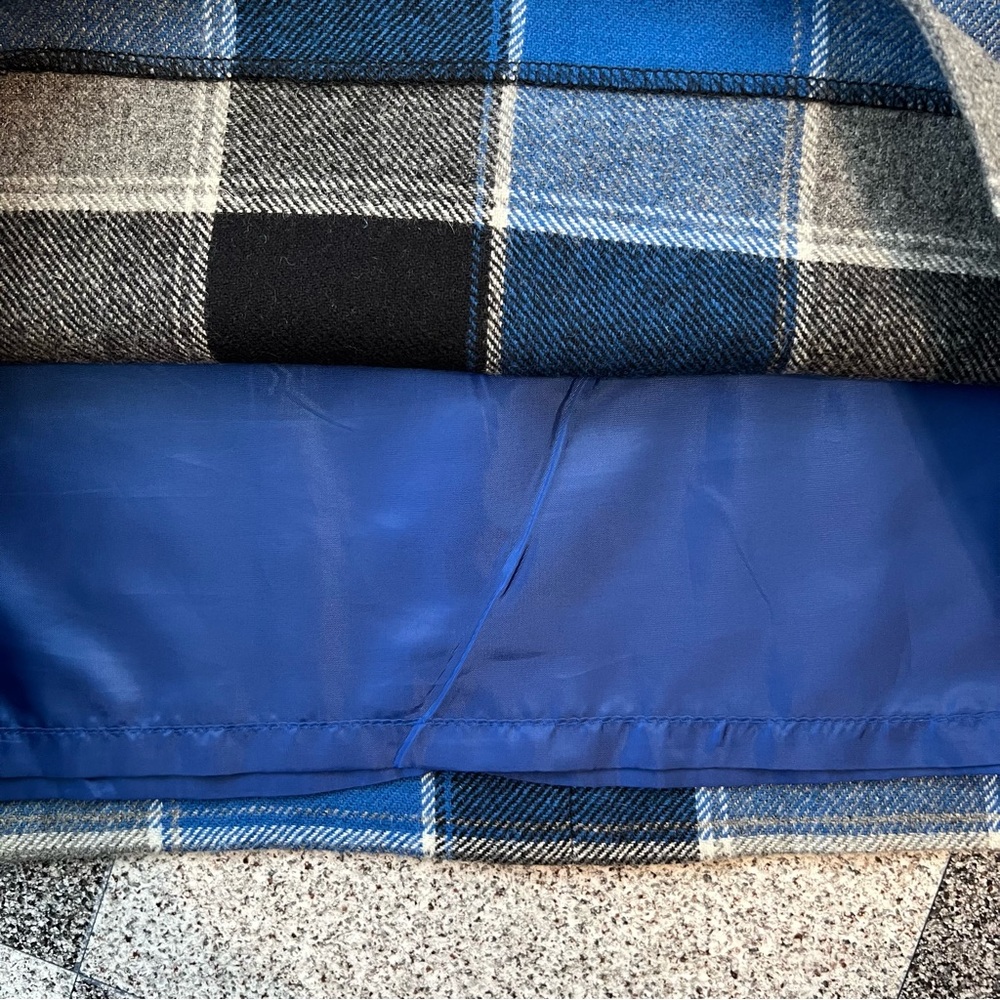 Talbots Buffalo Plaid Wool Blend Mini Pencil Skirt- Blue and Grey Size 8 - Picture 7 of 8